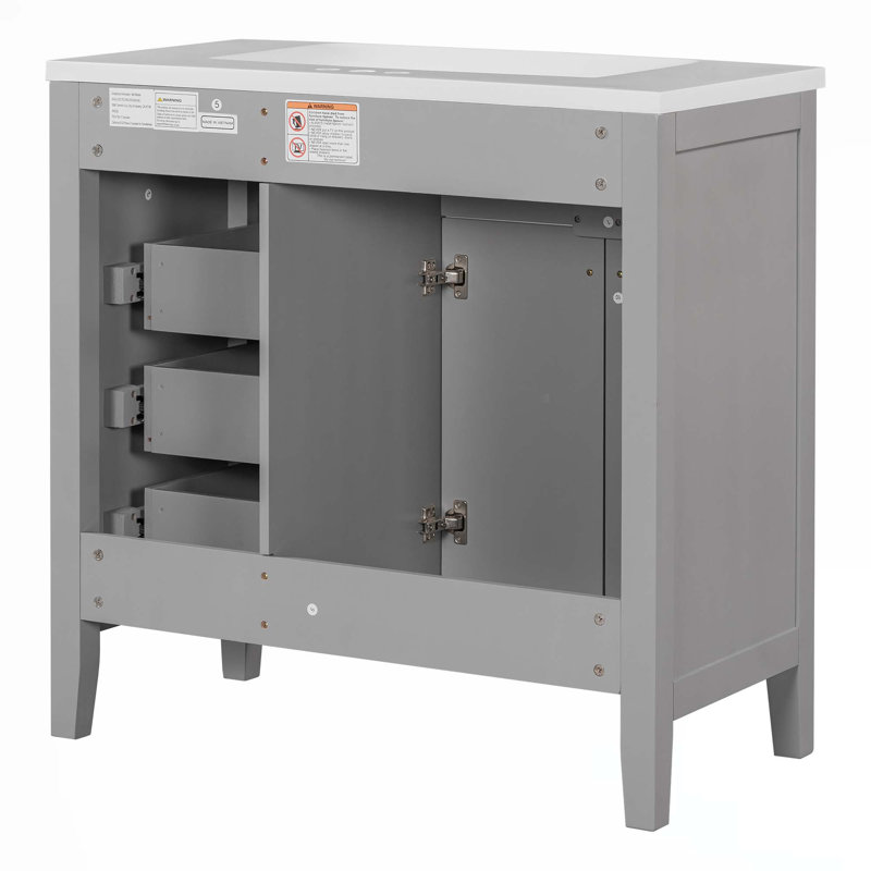 Meuble-lavabo 36 po avec lavabo, Gris