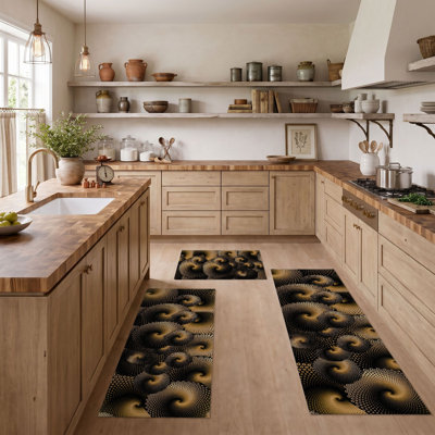 Spiral Fractal Non-Slip Washable Kitchen Mats