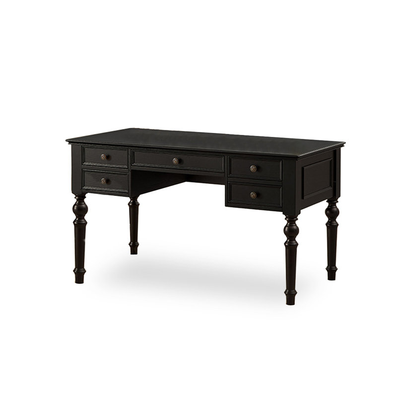 American Country Style All-Solid Wood Desk, 30.71" H x 62.99" W x 29.92" D, Black