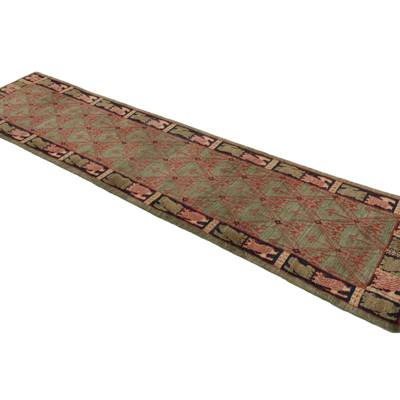 European Kilim Wool Geometric Area Rug, Rectangle 10' x 14'