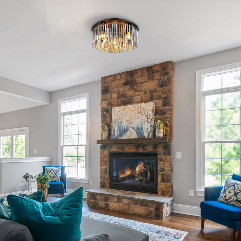 Glass Flush Mount, Matte black