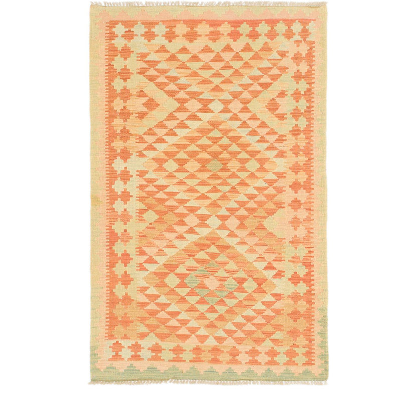 Tapis de zone one-of-kind-noué la rouille rouge/brun clair/vert 2 pi 8 po x 4 pi en laine Elland