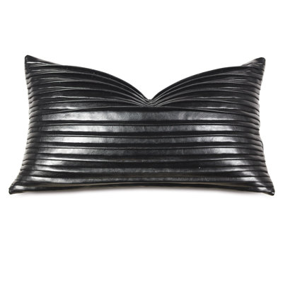 Appliqued Faux Leather Throw Pillow