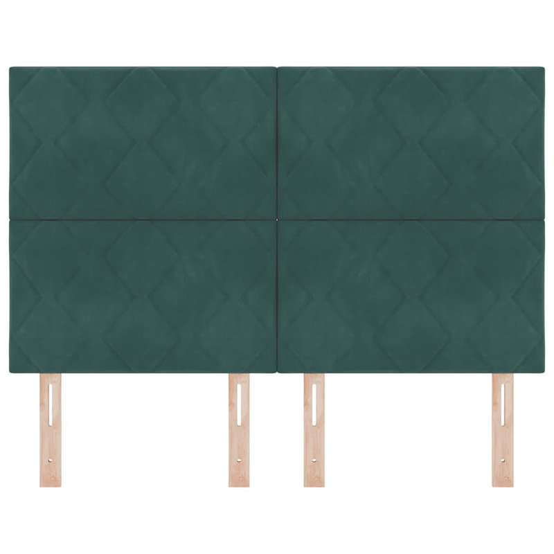  Headboard Wall-Mounted Geometric Velvet, Dark Green, 118cm H x 144cm W x 7cm D