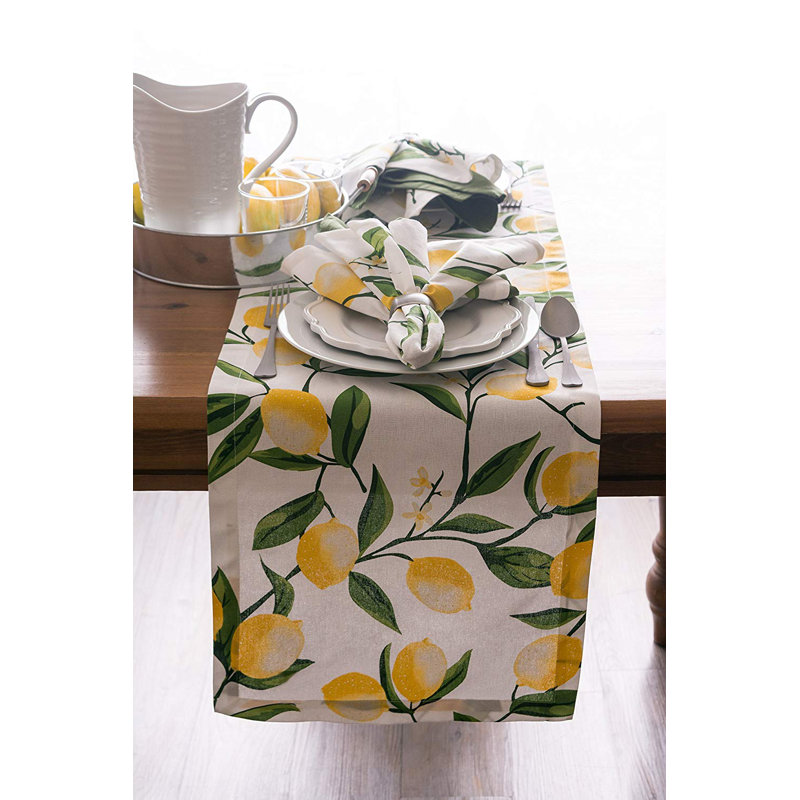 Hyde Lemon Bliss Print Table Runner, 72" L x 14" W