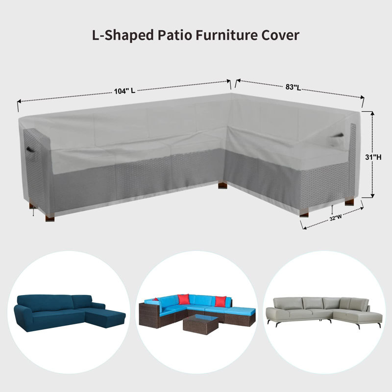 Gray Right-Facing L-Shaped Sofa Cover