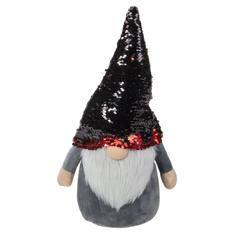 Décoration de Noël à paillettes et chapeau de gnome debout, Rouge, H 18 po x l 7 po x P 5,5 po