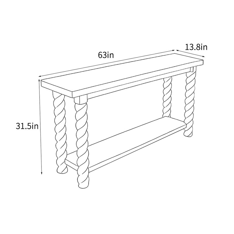 Console rétro de style français, H 31,5 po x l 63 po x P 13,8 po
