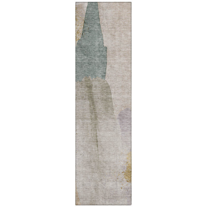 Machine Washable Indoor/Outdoor Xhevrie Beige Rug, Runner 2'3" x 7'6"