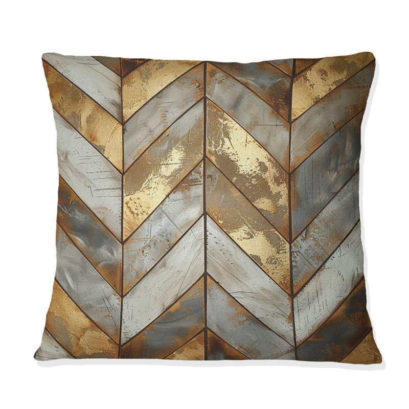 Coussin décoratif métallique Glam I - Glam, H 16 po x l 16 po, Beige/or