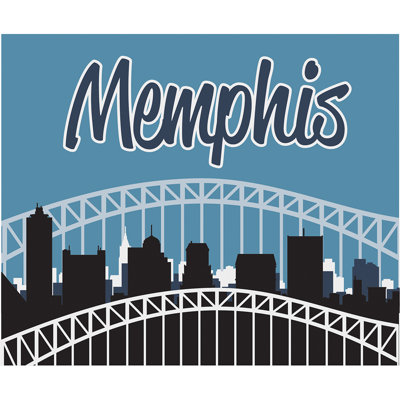 " Memphis Skyline, Memphis Tennessee, Graphic Art Wrapped Canvas "