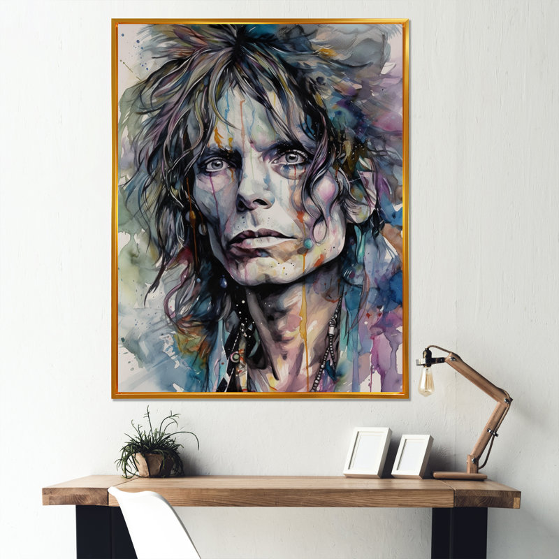 Illustration de célébrité - impression sur toile, H 20 po x l 12 po, Cadre flottant doré