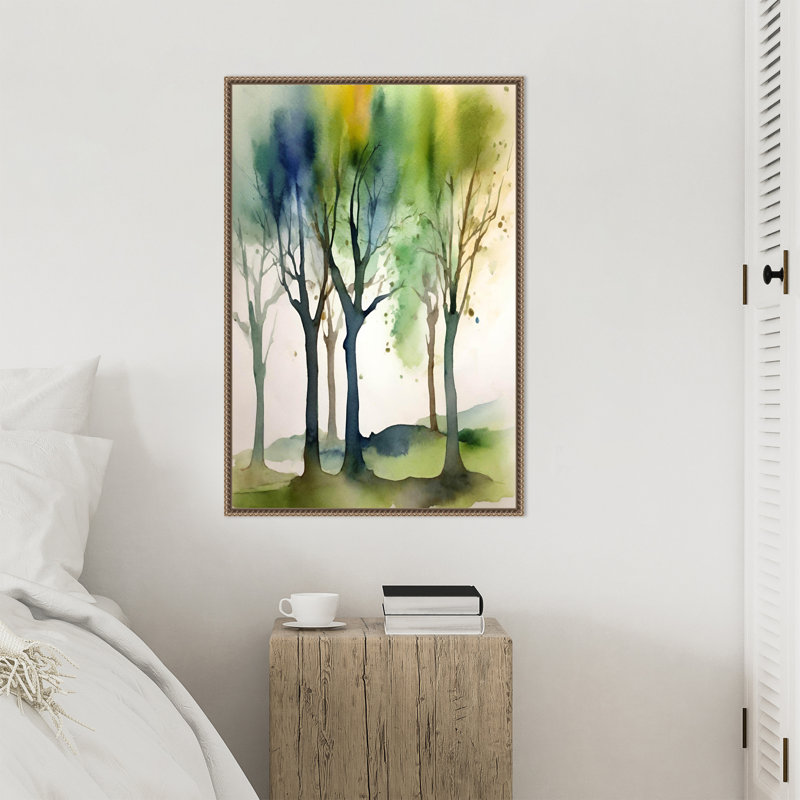 "Watercolor Trees 1" par Sally Ann Moss, reproduction d'art sur toile encadrée, H 33 po x l 23 po