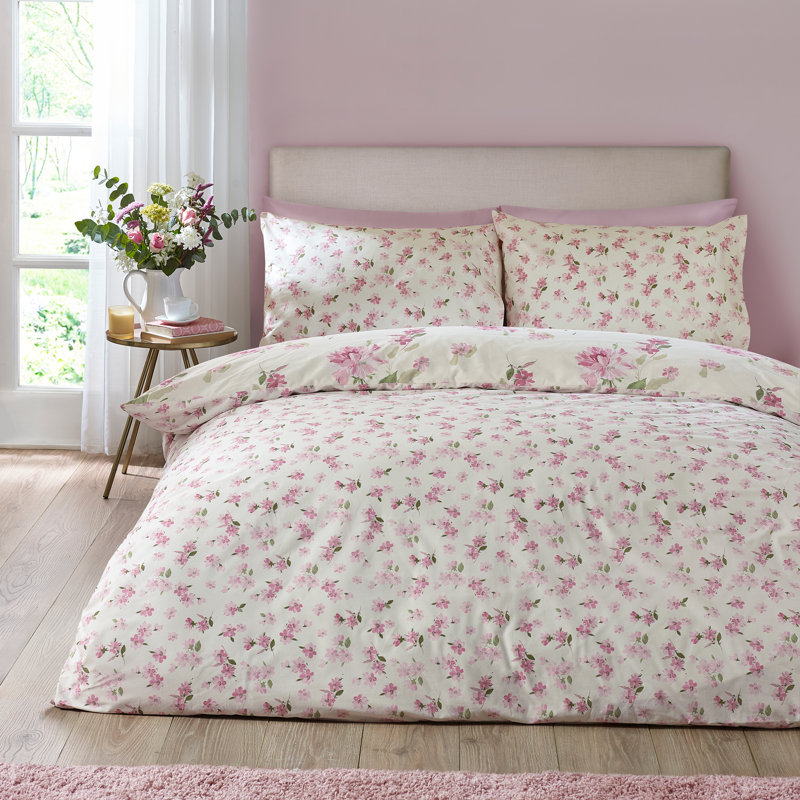 Avebury Floral Reversible Duvet Cover Set, Cream, King
