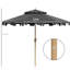 Parasol de patio 9 'avec inclinaison et manivelle - Auvent double couche pour l'extérieur pour terrasse de jardin Système de bouton-poussoir gris foncé Jardins, terrasses, piscines