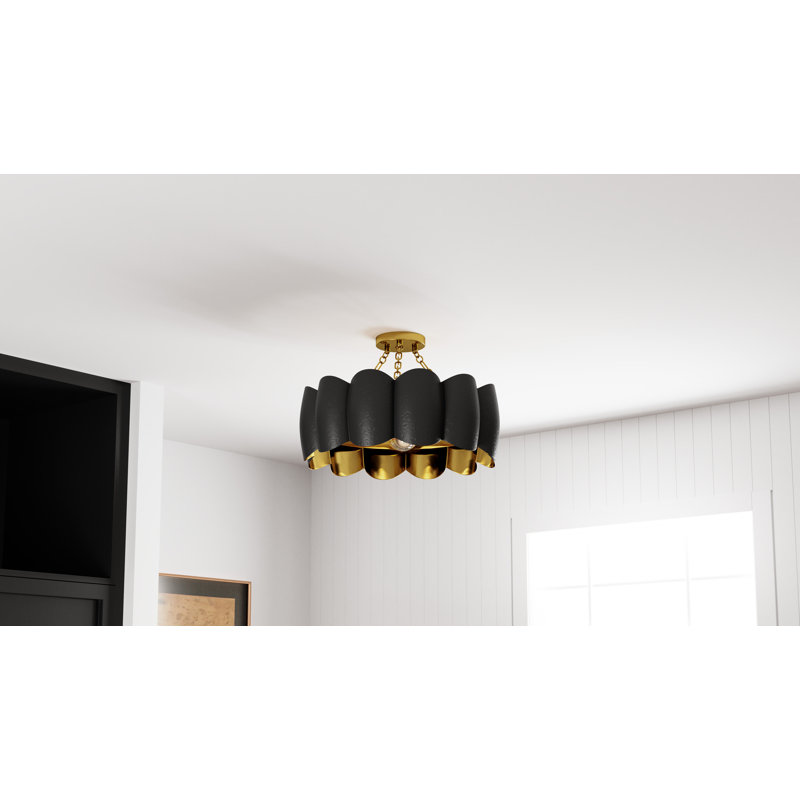 Plafonnier semi-encastré noir mat 4 lumières Santana