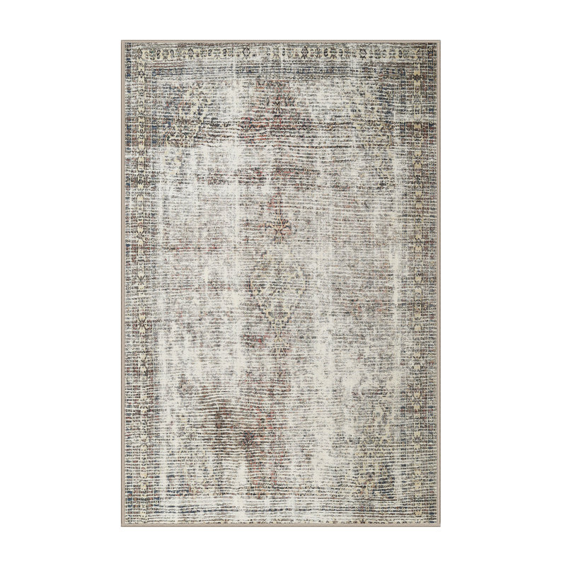 Tapis décoratif gris de style oriental shaniya, Rectangle 6 pi x 9 pi