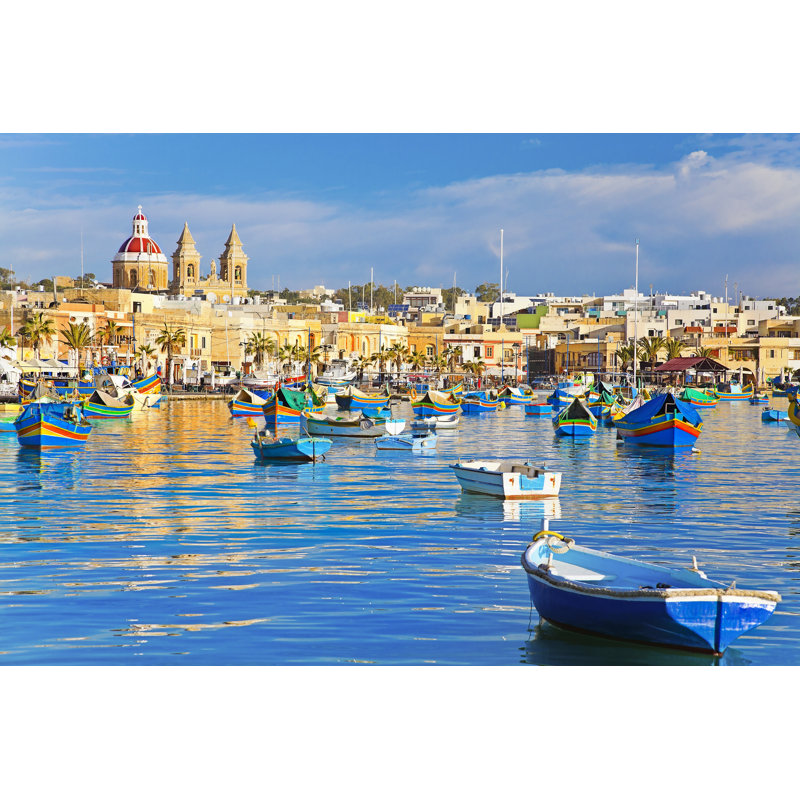 Marsaxlokk Fishing Village - Wrapped Canvas Print, 20cm H x 30cm W x 3.8cm D
