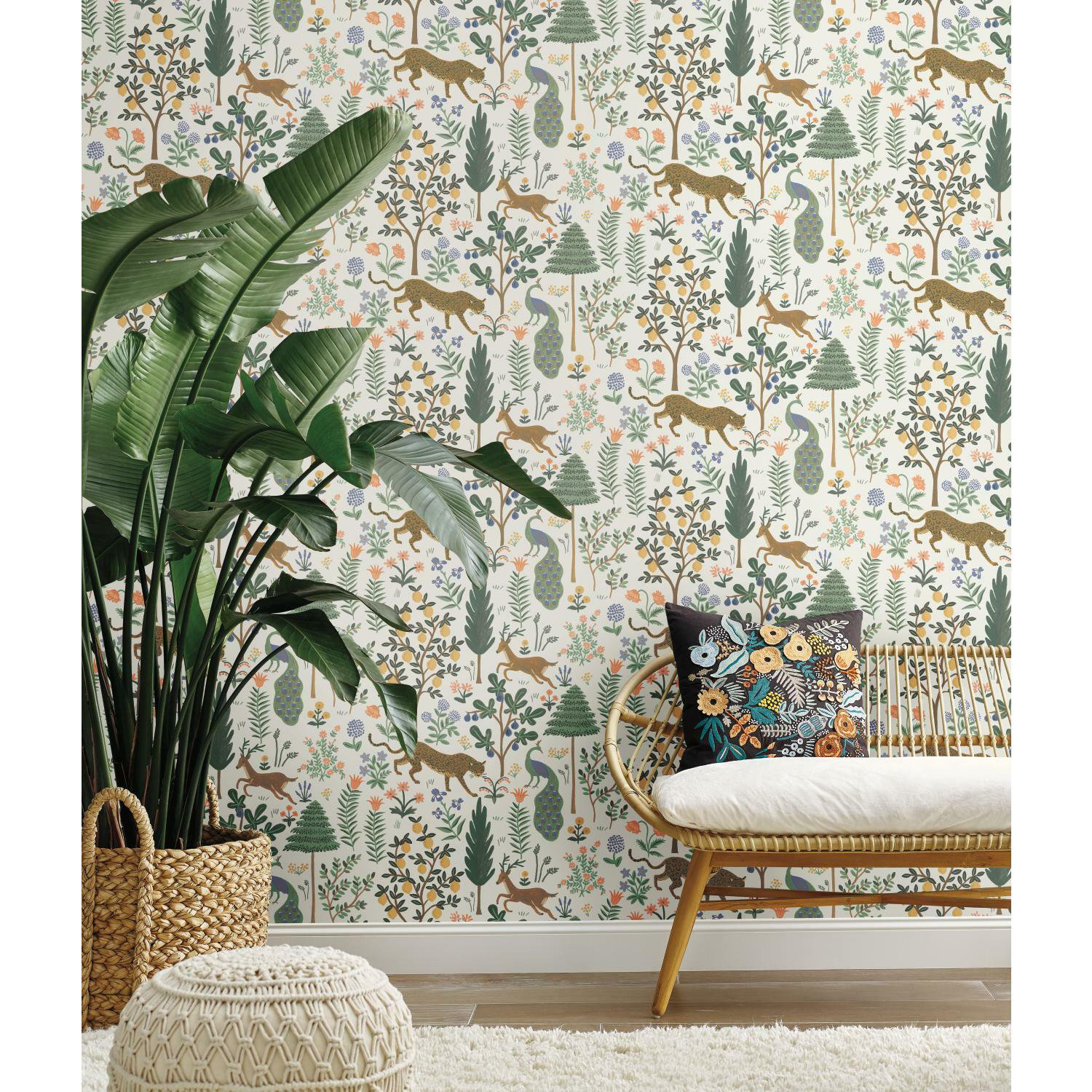 Menagerie Self-Adhesive Wallpaper, Cream