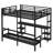 Metal Bunk Bed/Loft Bed With Desk And Shelves, Multiple Uses Folds Into Sofa With LED And USB