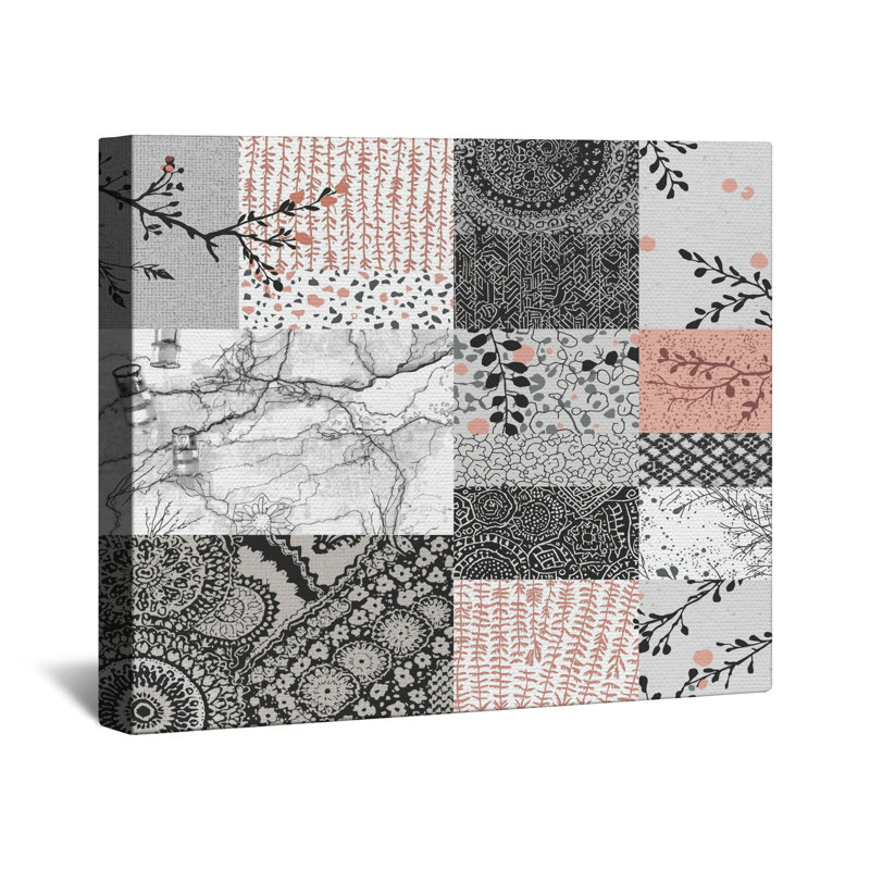 Toile tendue avec collage floral, 32 po x 32 po