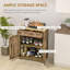Buffet avec comptoir en bois massif, armoire de cuisine moderne avec 2 tiroirs, portes et tablette réglable