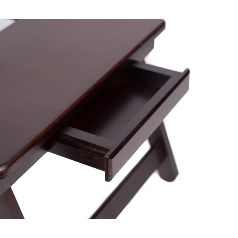 Adjustable Walnut Bamboo Laptop Bed Tray with Storage Drawer