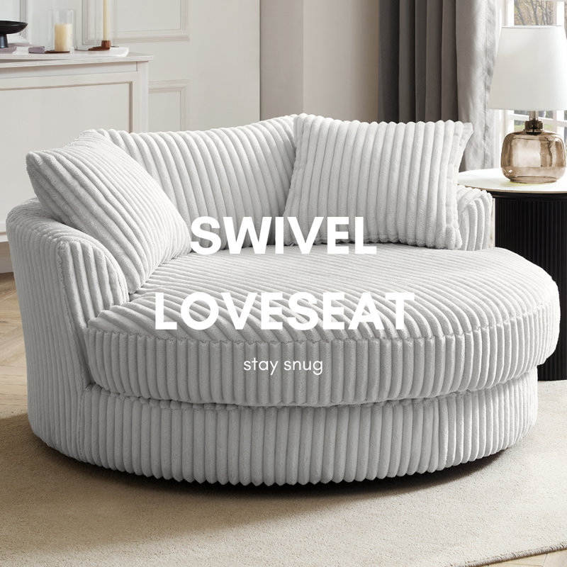 Skyler Upholstered Swivel Armchair, White
