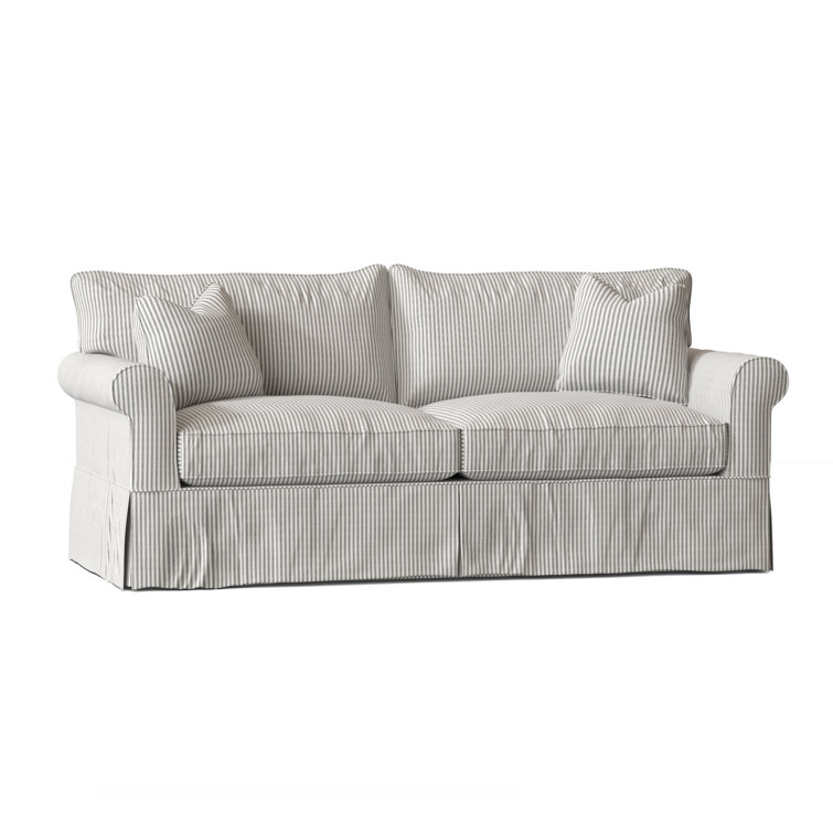 Amari 84" Rolled Arm Slipcovered Sleeper Sofa with Reversible Cushions