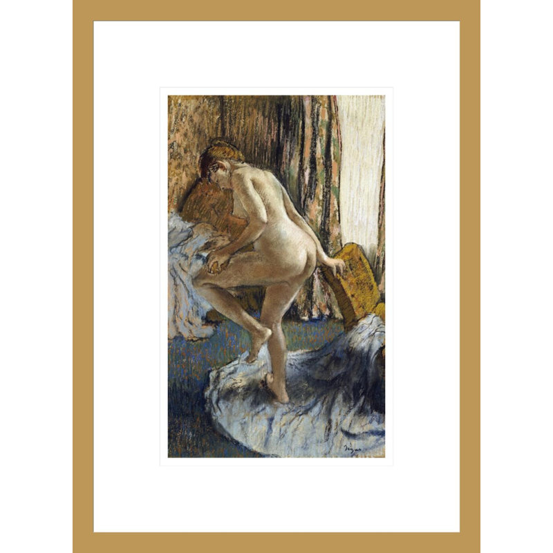 «After The Bath» par Edgar Degas, impression giclée sur cadre, H 16,75 po x l 12,36 po