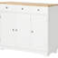 Buffet avec 3 tiroirs, portes, tablette réglable et comptoir en bois massif pour un rangement compact dans la cuisine, armoire de cuisine blanche moderne
