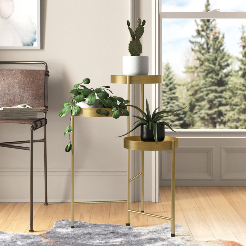 Lofgren Plant Stand, Satin Gold, 30" H x 10" L x 10"D