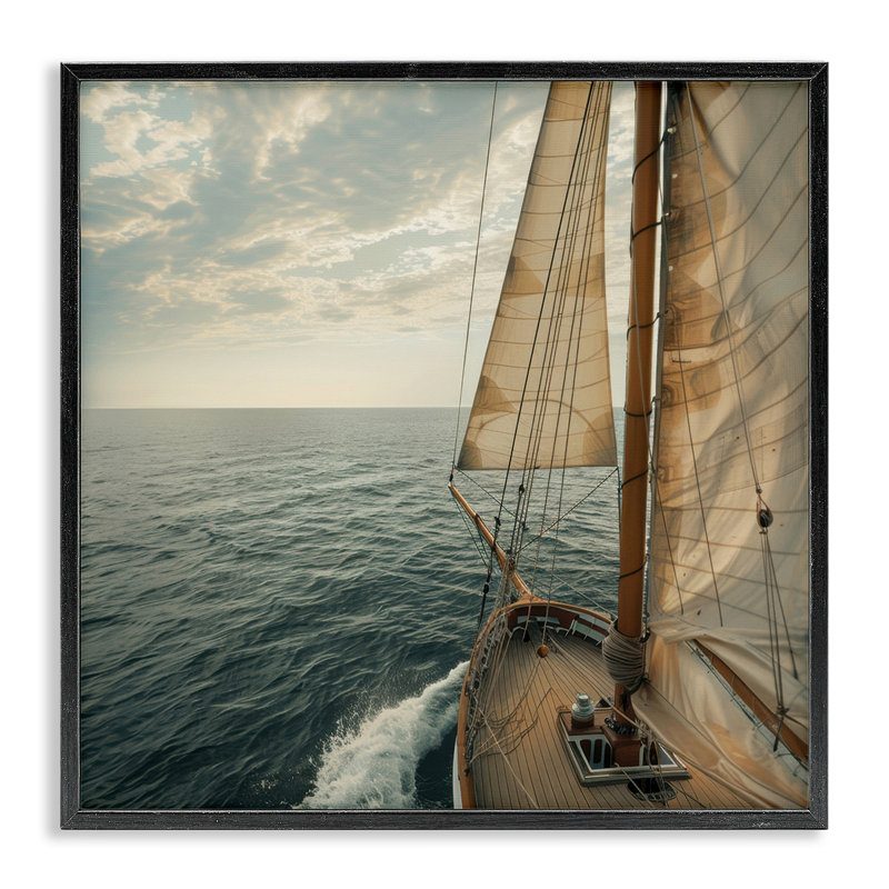 «Open Sails on Sea», estampe numérique par LSR Design Studio, H 17 po x l 17 po, Giclée encadrée noir minuit