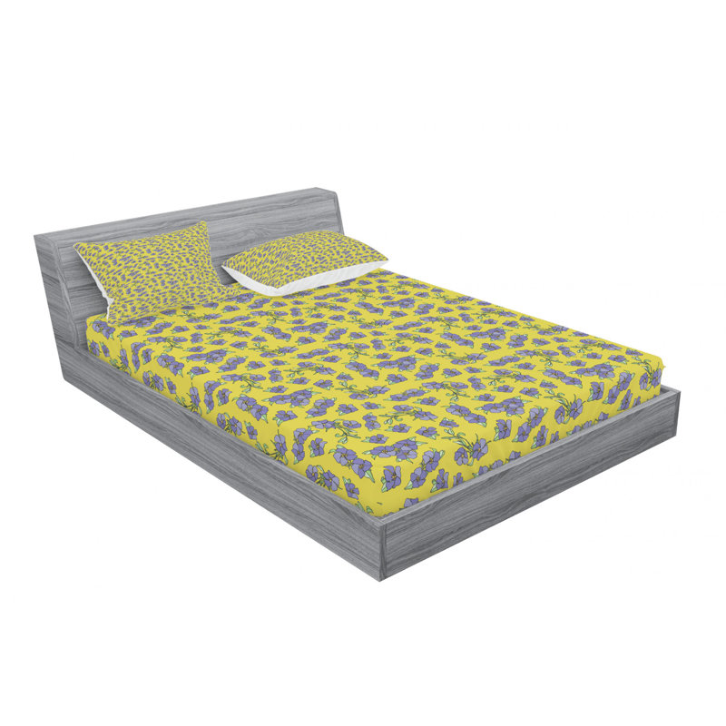 Microfiber Floral Sheet Set, Queen Sheet Set with Fitted Sheet