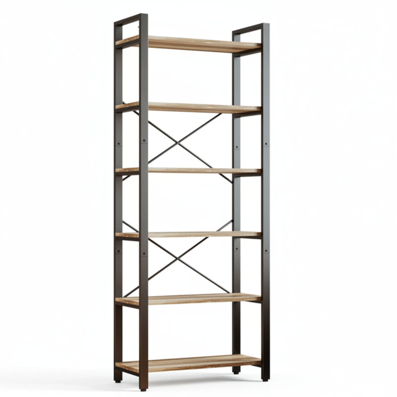 Teralyn Etagere Bookcase, Industrial Brown