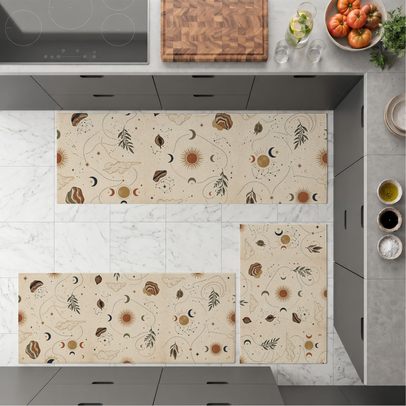 Botanical Prints Non-Slip Washable Kitchen Mats
