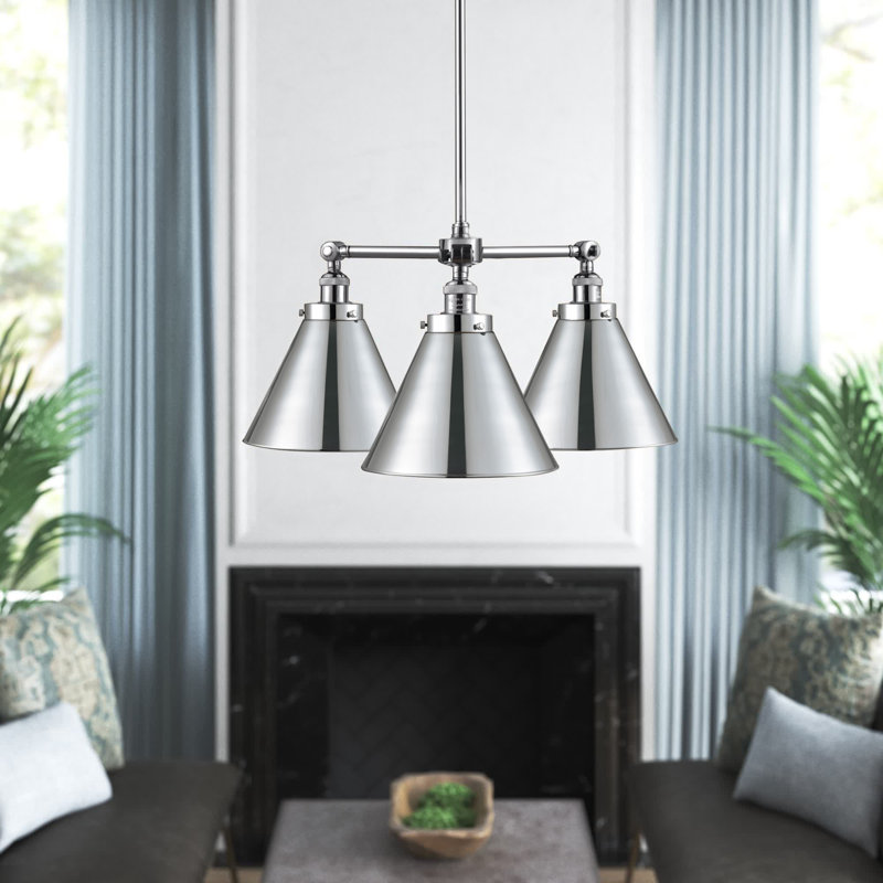 Donovan 3 - Light Dimmable Chandelier, Polished Chrome, Polished Chrome, 6 Watt Vinage LED Bulb