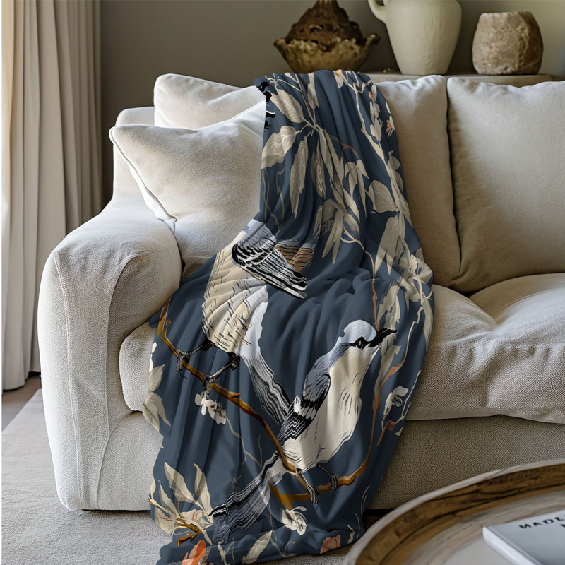 Petal Birds - 1 pièce Sherpa Premium, Grand lit