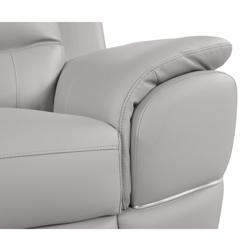 85" Light Gray Genuine Leather Sofa