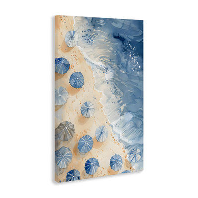 Toile de parasols de plage bleue aérienne, design par LSR Design Studio
