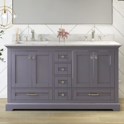 60'' Single Sink Freestanding Bathroom Vanity With Carrara Countertop