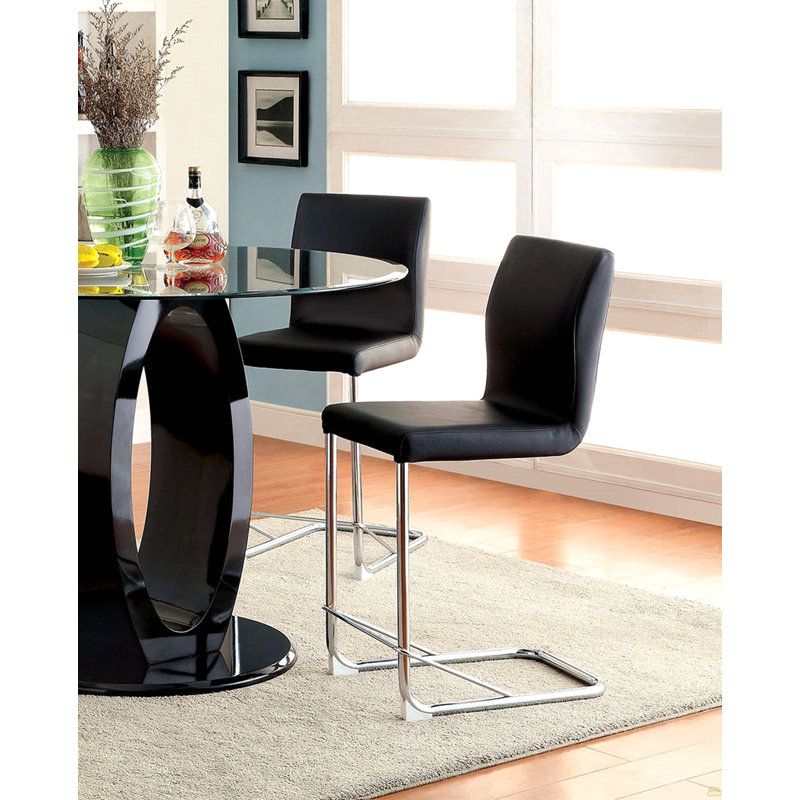 Leatherette 2Pcs Counter Height Dining Chairs
