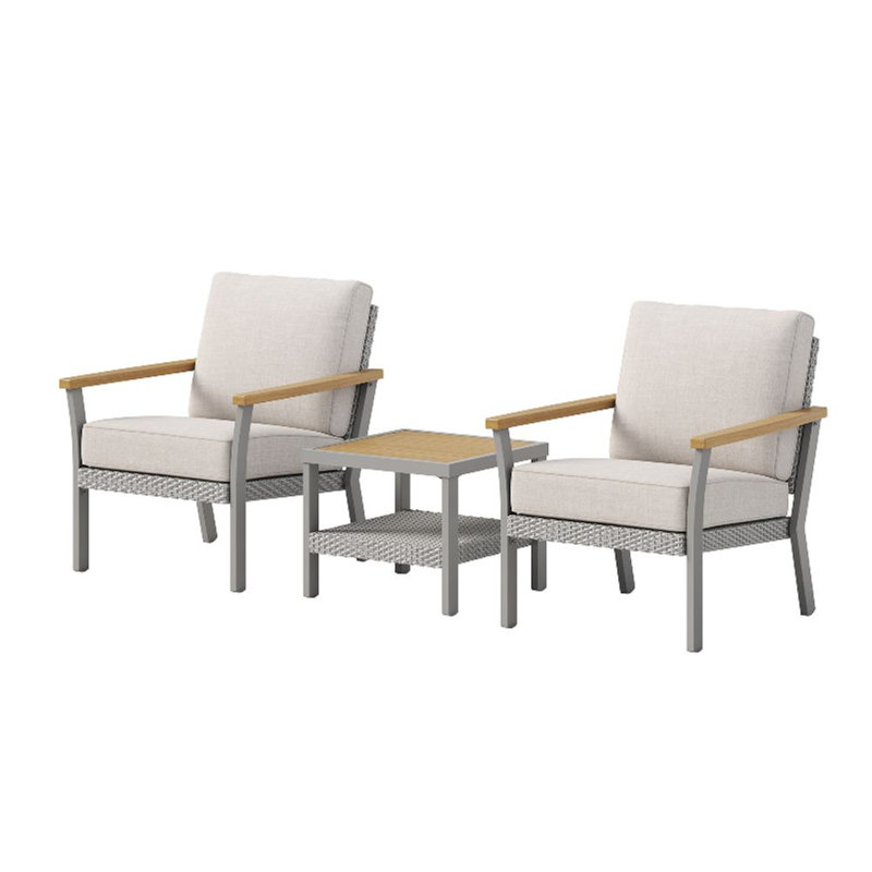 Ensemble de meubles de patio 3 pièces, 2 chaises longues et 1 table basse