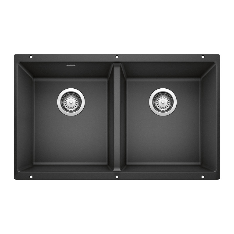 Évier de cuisine encastré à double cuve encastrable 29 po 50/50 Precgr SILGRANIT Precis, Anthracite