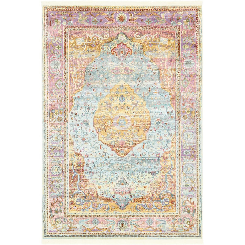 Tapis oriental bleu clair Mulvihill, Rectangle 5 pi 5 po x 8 pi