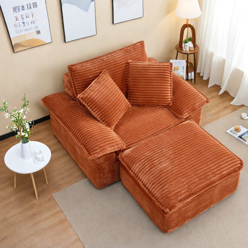 Fauteuil modulaire à compression en velours côtelé 47 pouces