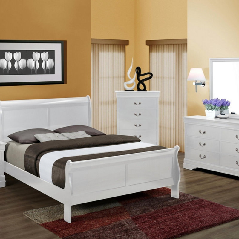 Lit en bois massif Louis Phillipe, Grand lit