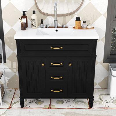 Freestanding 36-Inch Vanity with Integrated Basin –Quiet Soft-Close Hinges