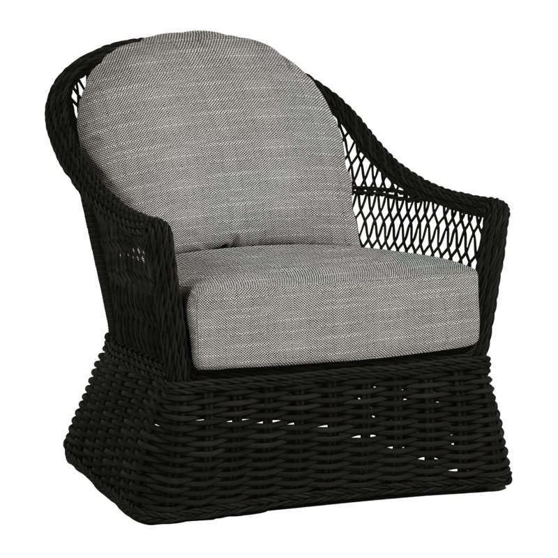 Soho Patio Chair with Cushions, Dove Sunbrella® Linen, Welt, Black