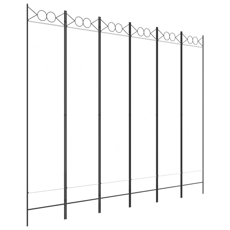 Casida Folding Room Divider, 240 x 200 cm, 6, White